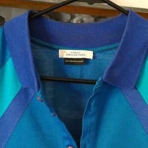 Mens: Versace Collection Polo, Size Medium, Blue & Purple